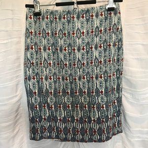 Loft Pencil Skirt in Beautiful Silky Blue Pattern